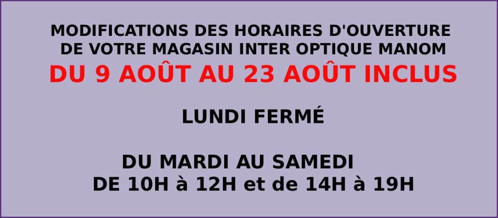 Lire la suite à propos de l’article HORAIRES D’ETE